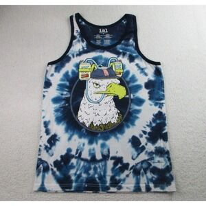 iml Isaac Morris USA Eagle Tank Top Mens M Blue Tie Dyed Muscle Workout Training